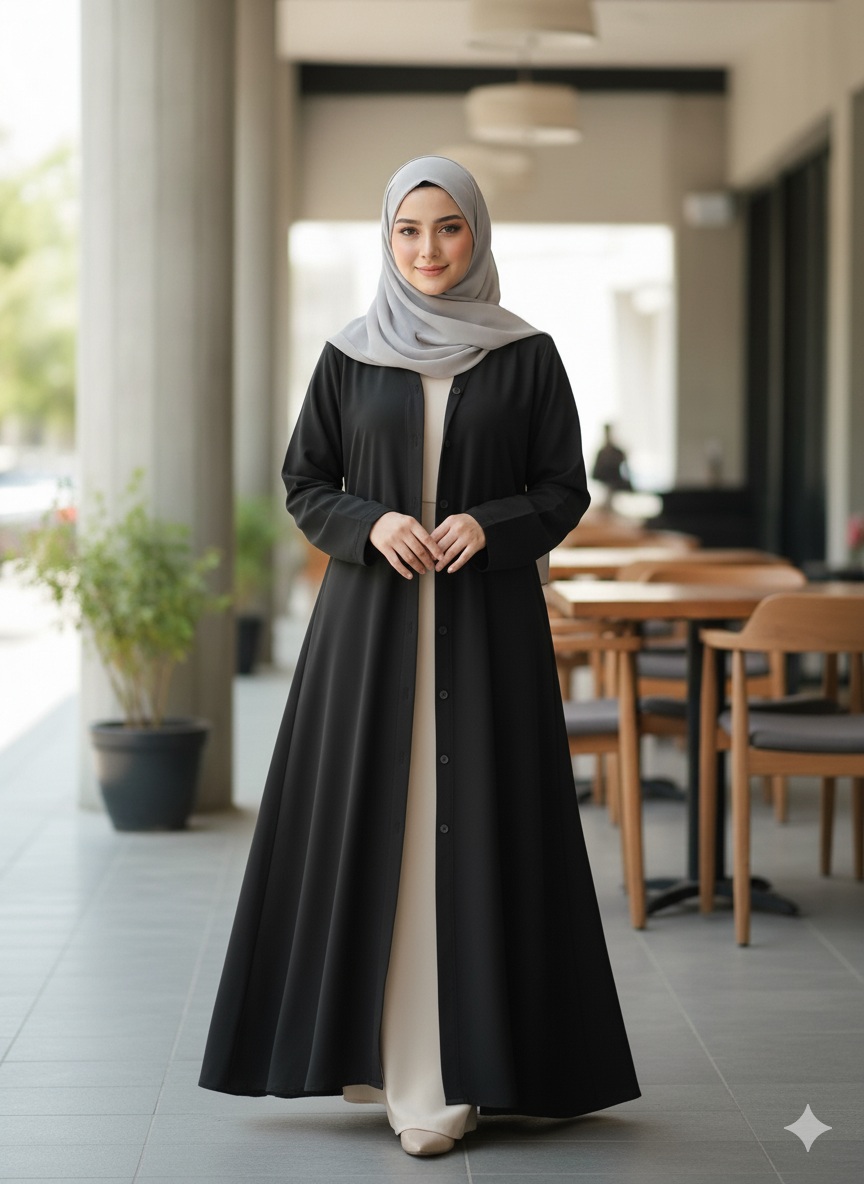 Simple Front Open Abaya